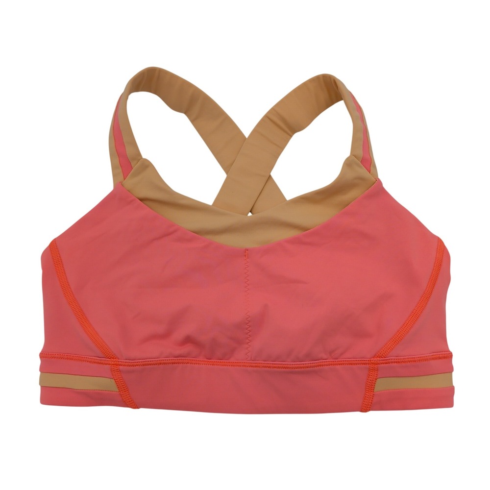 Lululemon Rack Pack Sports Bra Pink Orange Colorblock Cross Back Womens Size 6